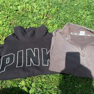 Two pink sweatshirts